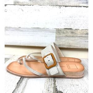 Dolce Vita Women 9.5 White Buckle Perris Adjustable Slip-On Flat Sandal NEW